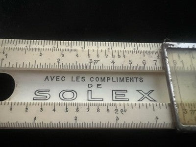 🔴 Vintage advertising slide rule UNIS France SOLEX N°6 with vintage sheath 
