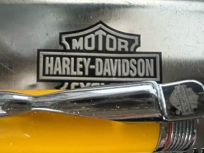 🔴 HARLEY DAVIDSON penna sfera lacca gialla lucida brillante e cromata scrive