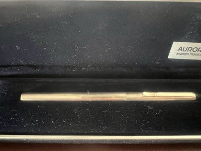 🔴 AURORA penna stilografica Hastil ARGENTO MASSICCIO 925 pennino ORO bianco M