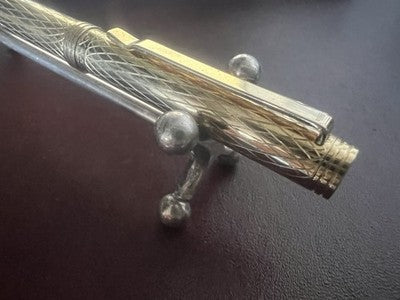 Lalex Stylo-Plume Sphère Plaqué Or Losanges Écrit Vintage Avec Trousse