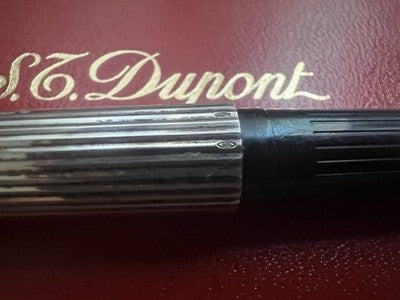 🔴 DUPONT penna stilografica ARGENTO 925 pennino ORO 18 carati no cappuccio