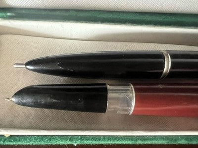 🔴 Penna stilografica scrivania a pulsante + penna a sfera stilofori vintage