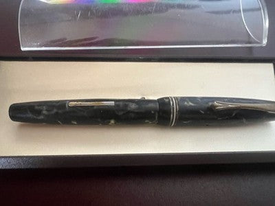 Anchor Pen Fountain Pen Celluloid Black Marbled Charge Lever Vintage