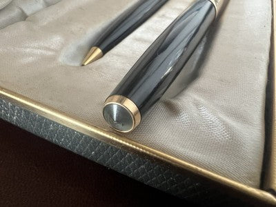 Parker Stylo-Plume Stylo à Plume 61 Flèche Doré Gravé Et Crayon Mécanique Cru 