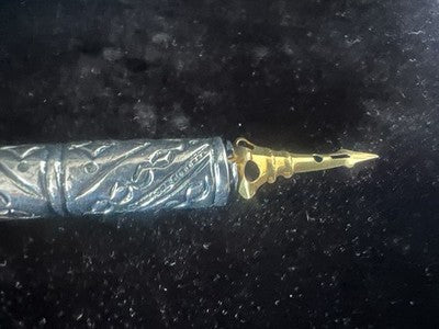 🔴 Penna stilografica LEGNO tornito da calamaio cesellata con pennini vintage