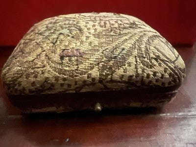 🔴 Scatola orecchini astuccio cofanetto tessuto floreale a scatto antica 1920