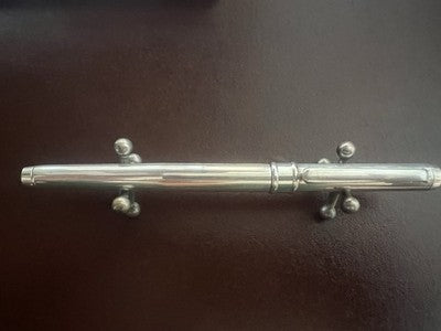 Roter Kugelschreiber, massives 925er Silber, Vintage-Klick 