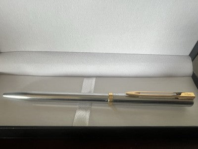 🔴 WATERMAN penna sfera Gentleman cromata particolari laminati oro scrive