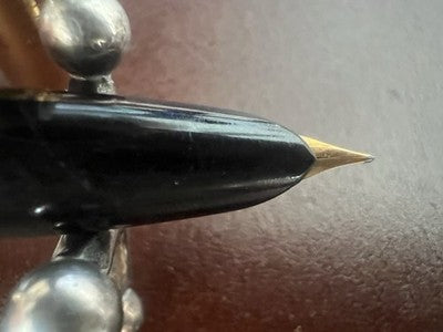 🔴 UNIVERSAL penna stilografica celluloide cappuccio dorato pennino ORO vintage