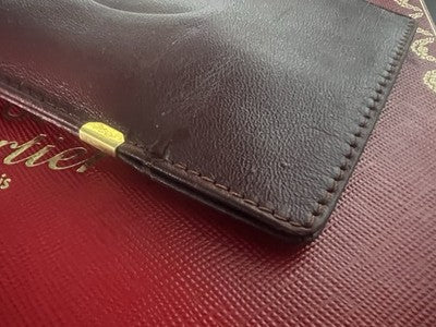 🔴 CARTIER fodero occhiali pelle bordeaux angoli rinforzati metallo vintage