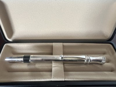 Campo Marzio Stylo-Plume Sphère Chrome Et Laque Noire Plaqué Argent Écrit