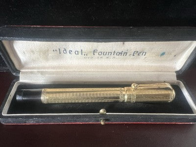 🔴 IDEAL penna stilografica retrattile pennino ORO funziona vintage C
