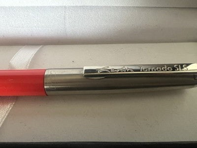 🔴 HERLITZ penna stilografica Tornado SLS rossa a cartuccia scrive vintage