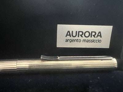 🔴 AURORA penna stilografica Hastil ARGENTO MASSICCIO 925 pennino ORO bianco M