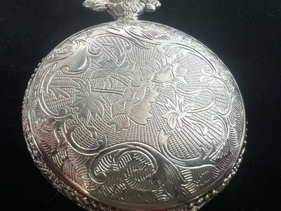 🔴 Orologio tasca uomo donna cromato cesellato Movimento al quarzo funziona