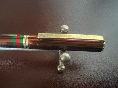 Gucci Pen Ball Lacquer Brown Headbands Green Red Clip Vintage Gold