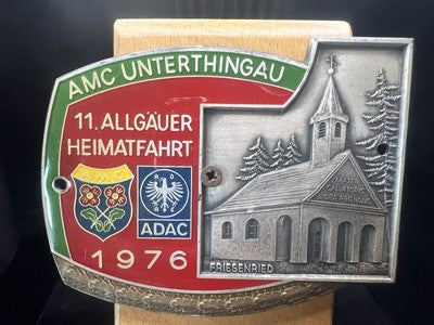 🔴 Badge auto ADAC 1° Allgäuer Heimatfahrt AMC Unterthingau Raduno 1976 vintage