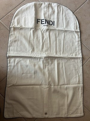 🔴 FENDI cream white dress cover with black printed logo, unisex vintage 