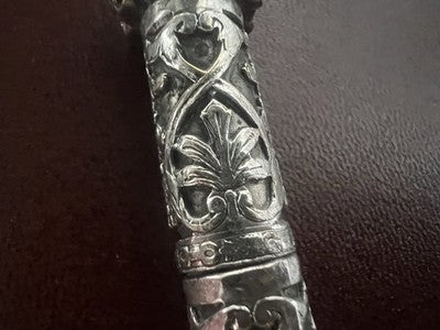 BIC Ballpoint Pen SILVER 800 Engraved Bas Relief Rare Vintage Jewelry