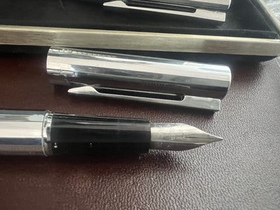🔴 WATERMAN penna stilografica cromata Graduate e sfera set completo