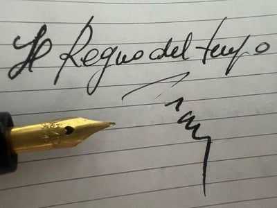 Red Vintage '40 Tiger Striped Celluloid Fountain Pen With Button