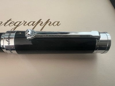 🔴 MONTEGRAPPA penna sfera Parola Slim Nera acciaio satinato e resina NOS