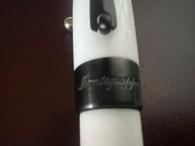🔴 MONTEGRAPPA penna sfera Fortuna White resina bianca metallo brunito NOS