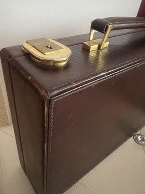 🔴 Valigia penne espositore portapenne pelle interno velluto 2 scomparti vintage