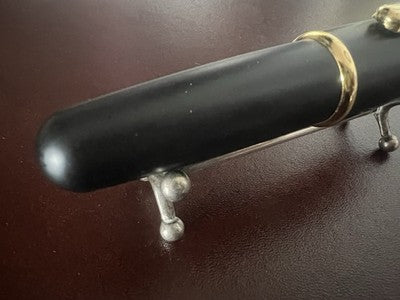 🔴 QESSI short fat roll fountain pen black with gold trim and EF nib 