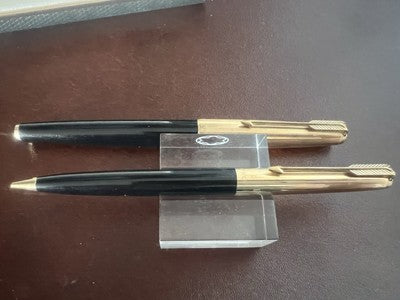 Parker Stylo-Plume Stylo à Plume 61 Flèche Doré Gravé Et Crayon Mécanique Cru 