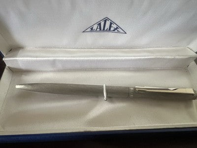 Lalex Stylo-Plume Sphère Corps Rhodium Mat Profils Poli Italienne Écrit Rétro