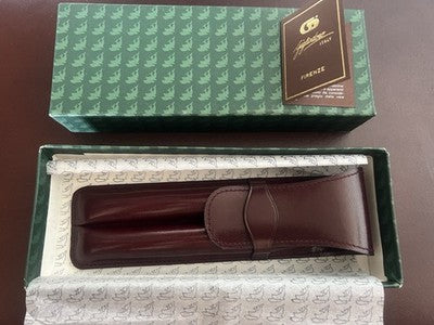 🔴 Portapenne GIGLIODORO pelle vitello artigianale Firenze astuccio NOS