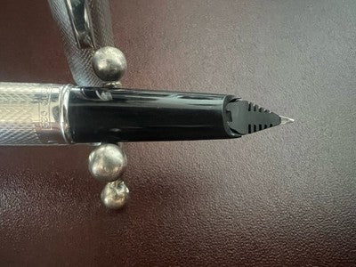 🔴 OMAS penna stilografica 72 ARGENTO MASSICCIO guillochè diamante vintage NOS
