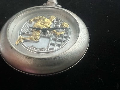 🔴 Orologio tasca uomo CALCIO calciatore cromato quarzo funziona vintage