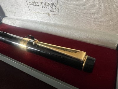 🔴 ANDRE' DENIS penna stilografica lacca nera pennino 8 con cartucce