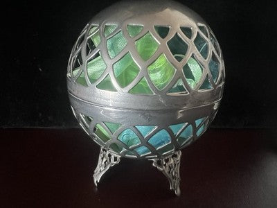 🔴 JORDAN SHEFFIELD Contenitore uovo sfera traforata pot-pourri bruciaprofumi