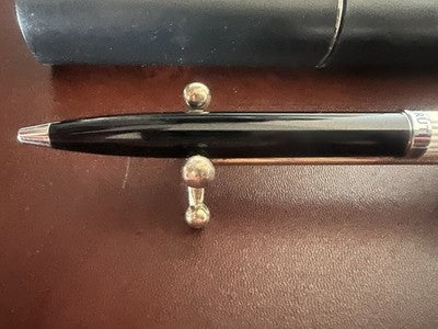 🔴 CERRUTI penna sfera lacca nera profili cromati astuccio contro scatola NOS