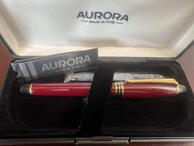 🔴 AURORA penna stilografica Ipsilon bordeaux profili dorati pennino F garanzia