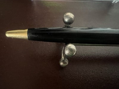 🔴 AURORA penna sfera 98 resina nera cappuccio metallo dorato scrive vintage