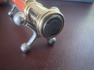 🔴 PARKER penna sfera Duofold Centennial ARANCIONE lacca finiture dorate IIIU