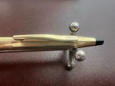 🔴 CROSS penna a sfera placcata oro 12 Kt incisione H.G. astuccio originale vint