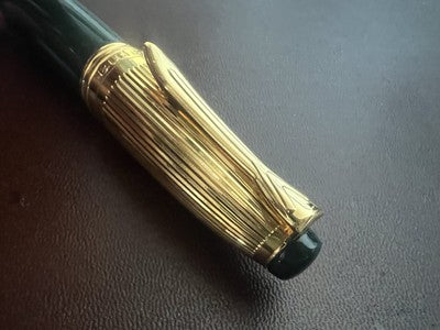 🔴 OSAMA penna stilografica mini da agenda lacca verde e dorata scrive vintage