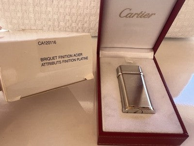 Cartier Briquet CA120116 Finition Platine Livrets Garantie Et Boîte NOS