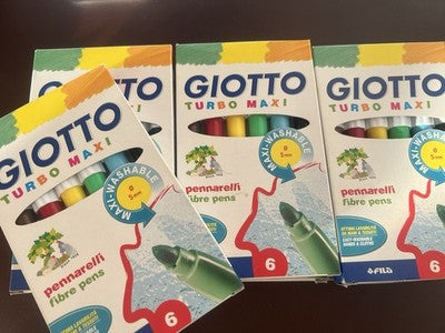 GIOTTO Turbo Maxi Marqueurs Lavables Paquet de 6 Lot de 10 Paquets Neuf 