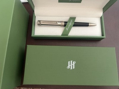 🔴 MONTEGRAPPA penna sfera Parola Slim acciaio satinato e resina nera sfera NOS