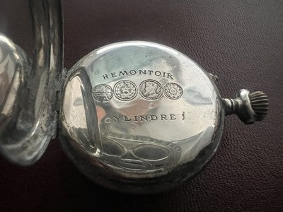 🔴 Orologio tasca ARGENTO 800 donna da revisionare parti vintage REMONTOIR 3