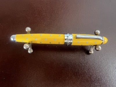 🔴 CAMPO MARZIO mini fountain pen for diary yellow lacquer polka dots writes 