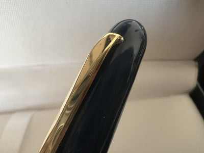 Grand-Mère Stylo-Plume Sphère Extra Bleu Intense Avec Grec Plaqué Or Écrit Cru