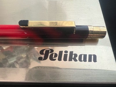 🔴 PELIKAN penna sfera Stratos lacca marmorizzata a scatto scrive vintage
