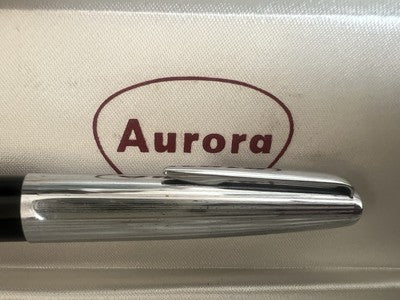 🔴 AURORA penna stilografica Duo Cart pennino ORO cappuccio cromato vintage